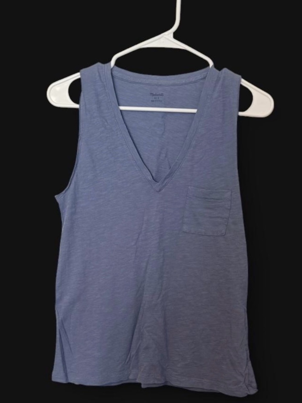 Madewell Blue V-Neck Pocket Bandeau Tank